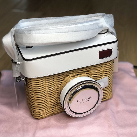 Kate Spade Handbags - Kate Spade 3-D Rose Wicker Camera Crossbody Bag